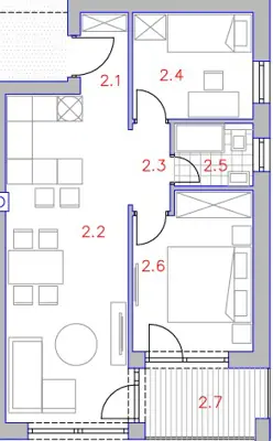 Wohnung 55,2 m², Banjole - 2 Zimmer und Terrasse - 3