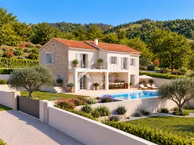 House in Jakomići, Pićan - pool and view of Učka - 5