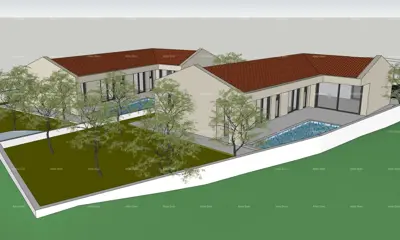 Prodaja - dva građevinska zemljišta s pravomoćnim dozvolama za izgradnju kuća s bazenom, Marčana! Gradnja može početi odmah!