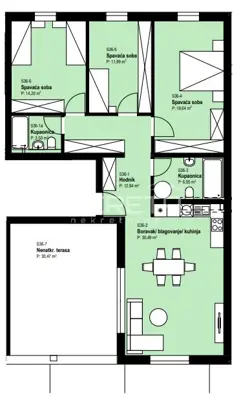 Stan 108,83 m², Žitnjak - 4 sobe, natkrivena terasa - 13