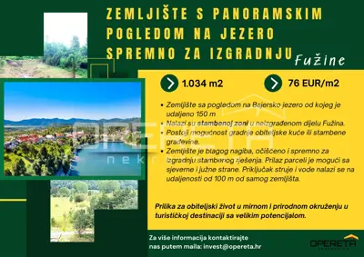 Građevinsko zemljište, Fužine, pogled na jezero