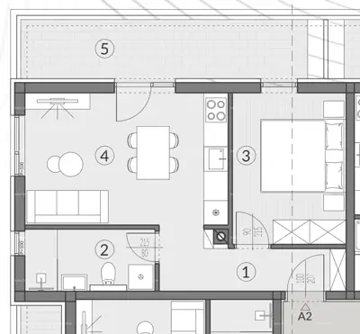 Wohnung A2, Šikići, Garten 77 m² und überdachte Terrasse - 4