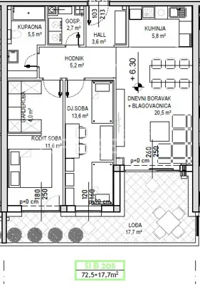 Wohnung 72,5 m², Čakovec Globetka, Loggia 17,7 m² - 7