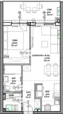 Apartment 46 m², Čakovec Globetka - loggia 10.4 m² - 6