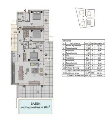 Rovinj, Cocaletto, 4-sobni stan, 129,57 m², bazen, vrt - 14