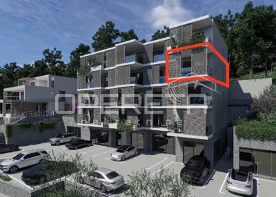 Omiš, Neubau: Zwei-Zimmer-Wohnung mit Aufzug, Balkon und Meerblick