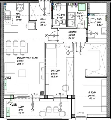 Apartment 69 m², Čakovec Globetka - loggia 8 m² - 6
