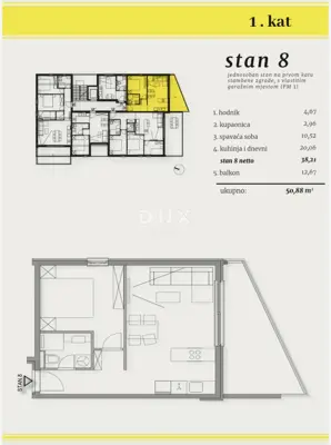Stan 50 m², Okrug Gornji - novogradnja, lift i garažno mjesto - 10