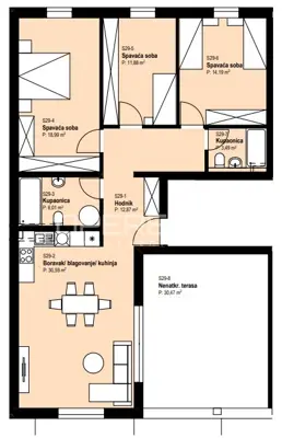Stan 108,74 m², Žitnjak - 4 sobe, 2 kupaonice i terasa - 13