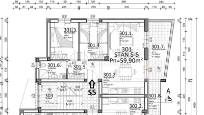 Stan 59,90 m², Mandre - 2 spavaće sobe i terasa - 14