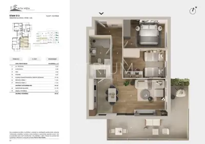 Stan 89,83 m², Seget Donji - pogled na more i balkon 22 m²