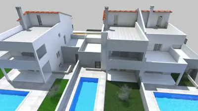 ISTRA, PEROJ Doppelhaus im Bau mit Pool und Meerblick - 3