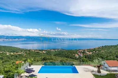 Villa in Poljane, Blick auf Kvarner und Pool - 8