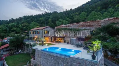 Villa in Poljane, Blick auf Kvarner und Pool - 2