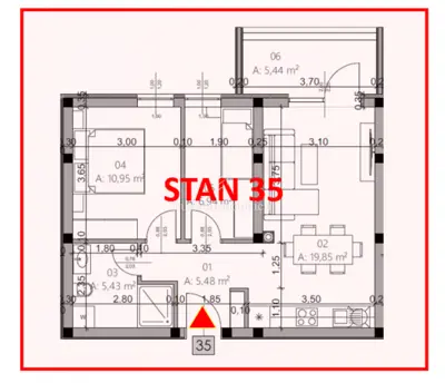 Stan 4. kat, Pula Centar - 2 spavaće sobe, balkon - 14