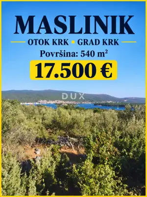 Olive grove 540 m², Kornić on the island of Krk - sea view