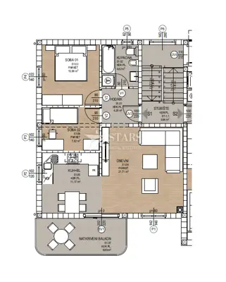Apartment S1, Kosi - two-bedroom with living room and balcony - 15