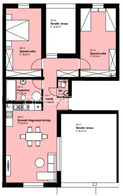Stan 97,83 m², Žitnjak - 2 spavaće sobe i 2 natkrivene terase - 13