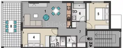 Pag, Mandre, stan 73,70 m² na 1 katu zgrade, terasa, parking - 11