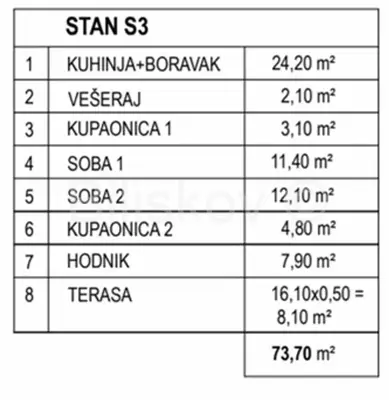 Pag, Mandre, stan 73,70 m² na 1 katu zgrade, terasa, parking - 8