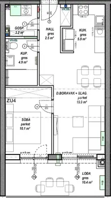 Apartment 46.5 m², Čakovec Globetka - loggia 10.4 m² - 6
