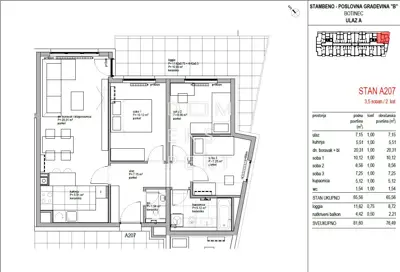 Botinec, 3 Zimmer Wohnung im zweiten Stock, 76 m² - 2