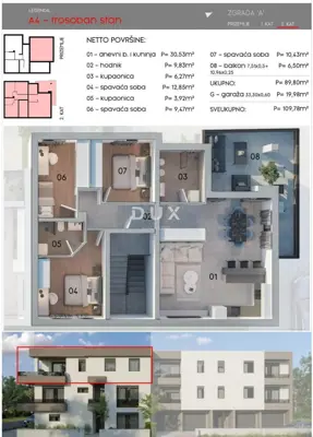 Apartment 109.8 m², Monvidal - 4 rooms and garage - 5