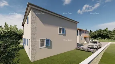 Haus 122 m², Ližnjan - Pool und Gartenfläche