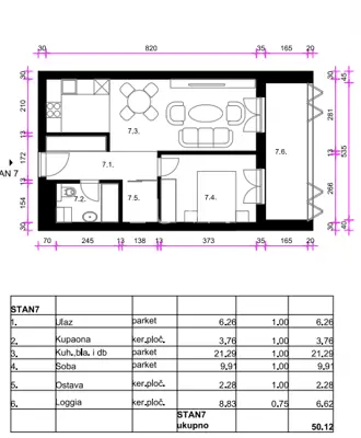 Stan 50 m², Resnik - 1S+DB, podzemna garaža - 7