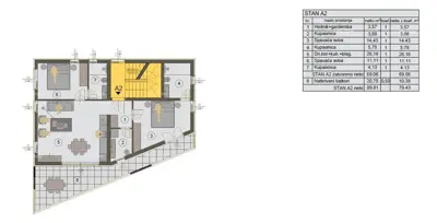 Stan 89,81 m², Medulin - 2 spavaće sobe i balkon - 8