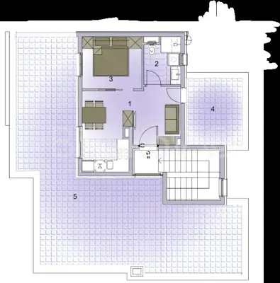Penthouse 51 m², Trogir, djelomičan pogled na more - 3