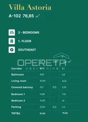 Wohnung A102 70 m², Privlaka - 70 m vom Meer - 10