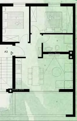 Stan A3 1. kat, Pula Valmade, 2 spavaće sobe i balkon - 4