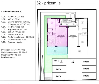 Wohnung 57,87 m², Povljana - Garten und Parkplatz - 22