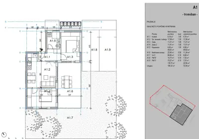 Novalja, moderna novogradnja, stan A1, NKP 73 m² - 7