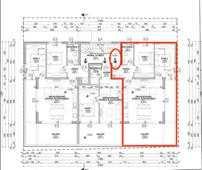 Apartman 75 m², Povljana - 2 spavaće sobe i balkon - 4