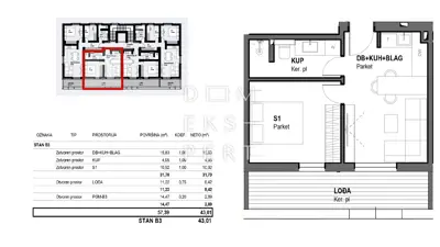 Sesvete, CENTAR, NEUBAU - 2 Zimmer Wohnung im 1. Stock mit Loggia - 43 m² - 6