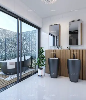 Vila 327 m², Kaštelir - pogled na more i bazen - 12