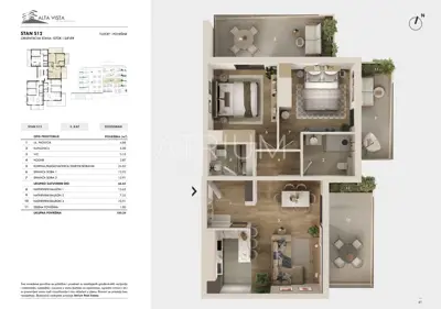 Stan 100 m², Seget Donji - pogled na more i tri balkona - 13