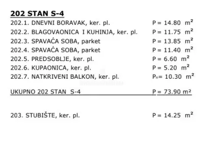 Stan 73,90 m², Mandre - 2 spavaće sobe i terasa - 17