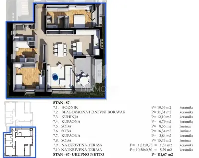 Penthouse 112 m², Labin - 3 bedrooms and terrace - 3