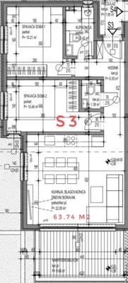 Čiovo, novogradnja s pogledom na more, stan DZ/S3 NKP 59 m² - 7