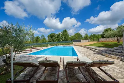 Kamena vila 110 m², Poreč okolica, bazen i pogled na more - 16