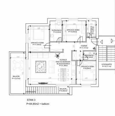 Stan 103,7 m², Vodice - krovna terasa 106,28 m² - 11