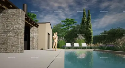 Prodaja - građevinsko zemljište s projektom za izgradnju vile prizemnice, Žminj V1 - 7
