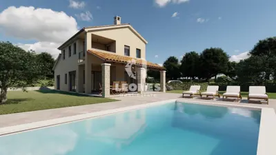 Haus 162 m², Buzet - Pool und Blick auf das Grün