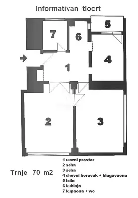 Stan 68,98 m², Trnje - 2 spavaće sobe, lođa i lift - 6