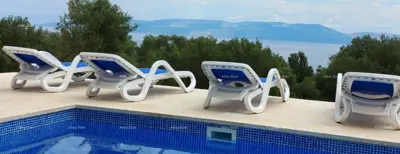 Raša, Charming apartment house with pool and panoramic sea view - 12