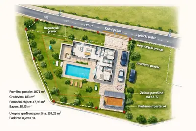 Building land 1,071 m², Rebići - completed project and permit