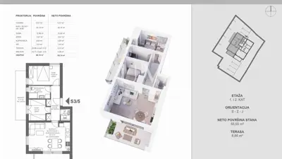 Apartment 63.3 m², Pakoštane - 2 bedrooms and terrace - 3